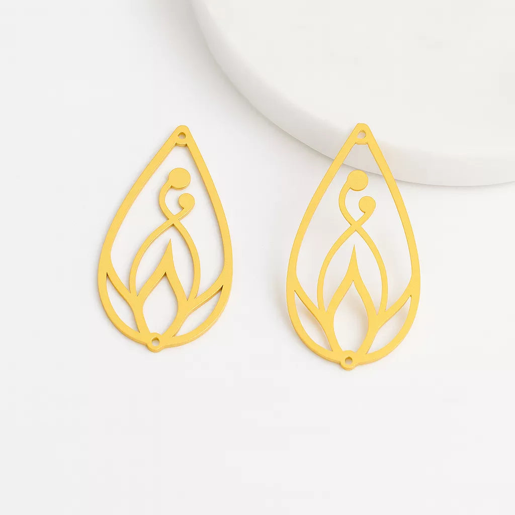 Brass Charms – Teardrop Flower Pendants & Findings for Handmade Jewelry