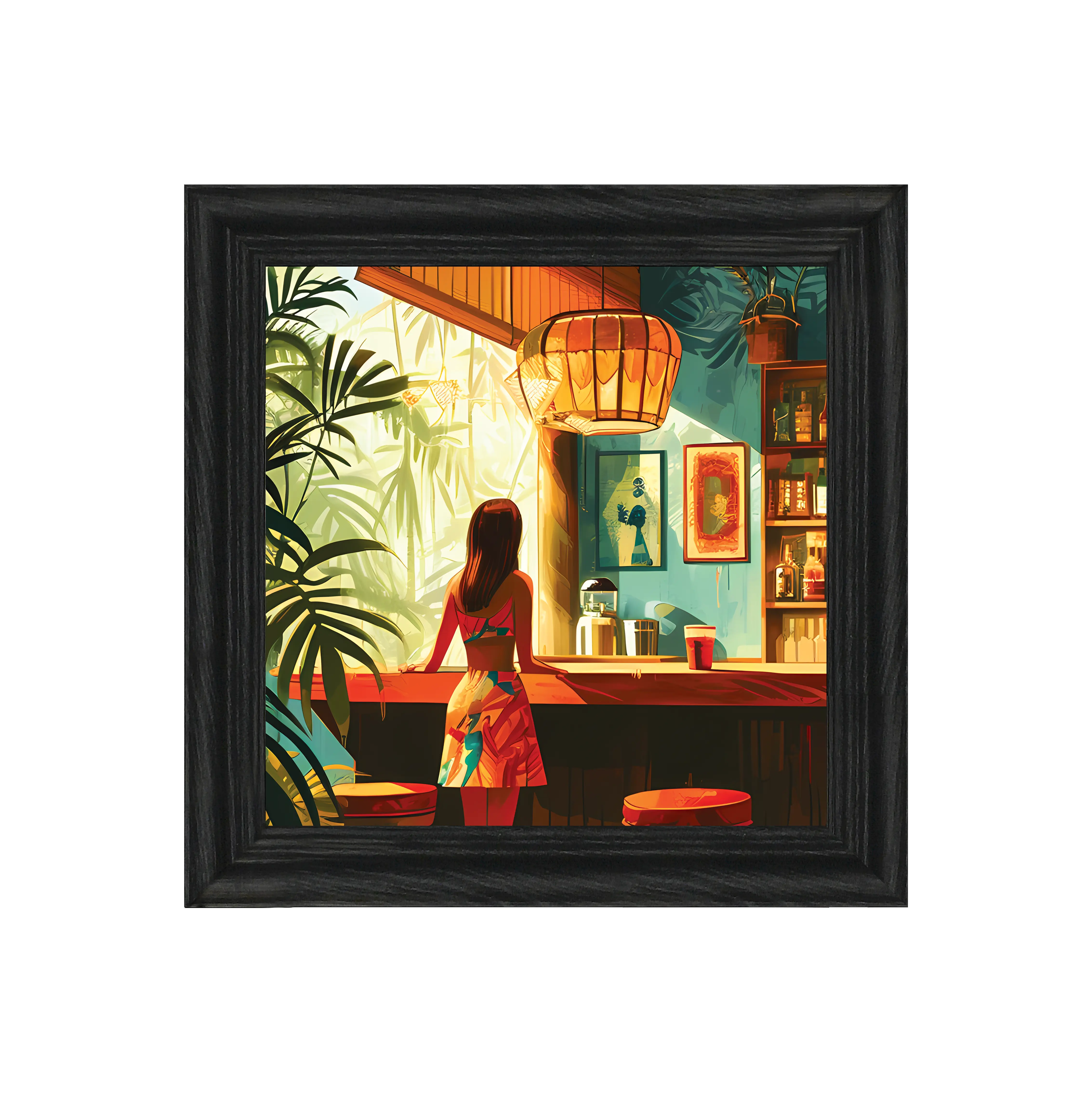 Tiki Bar Accent 2 16x16 Framed Canvas