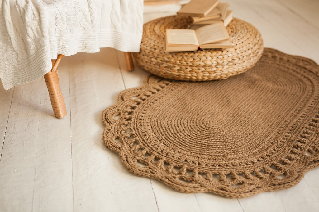 Jute Rug Beside A Table