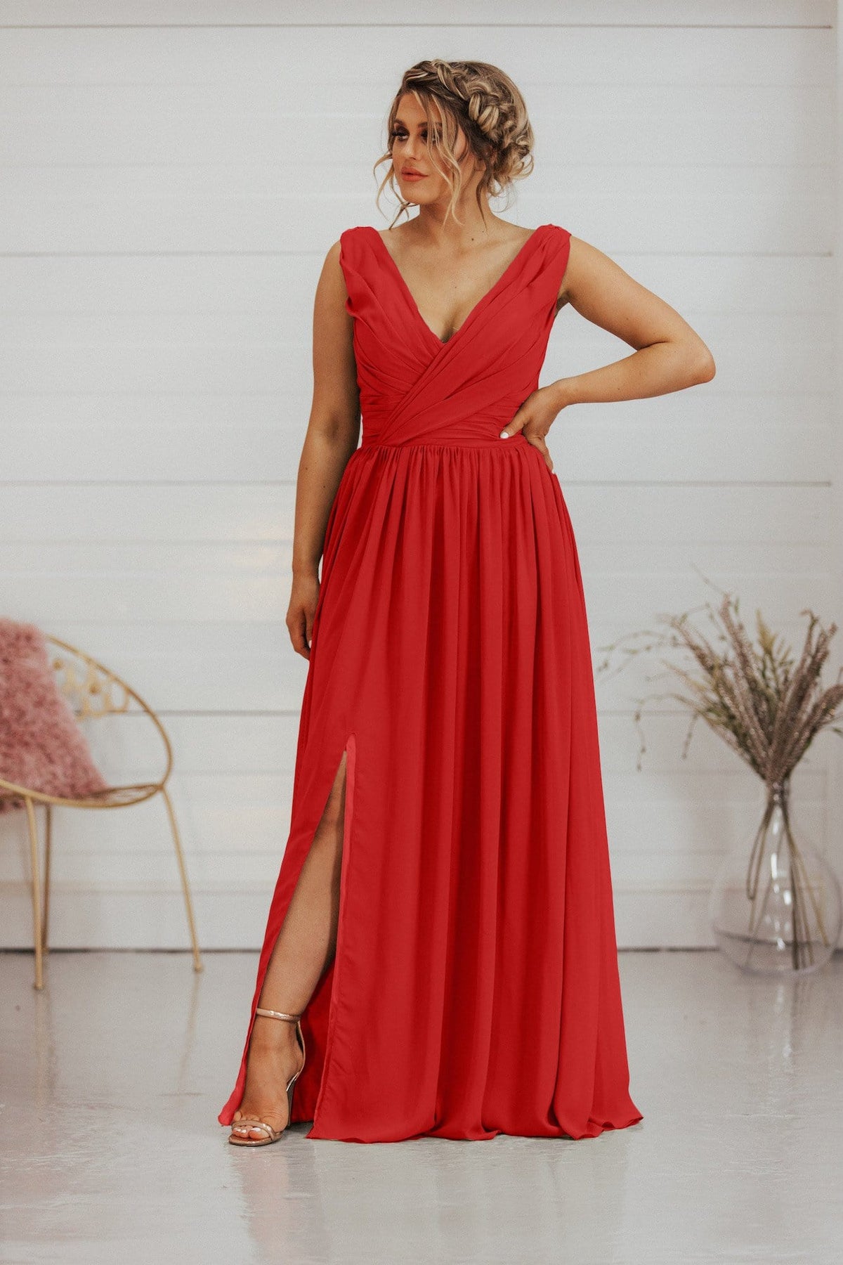 Vanessa Dress | 2 Strap V Neck Chiffon Bridesmaid Dress