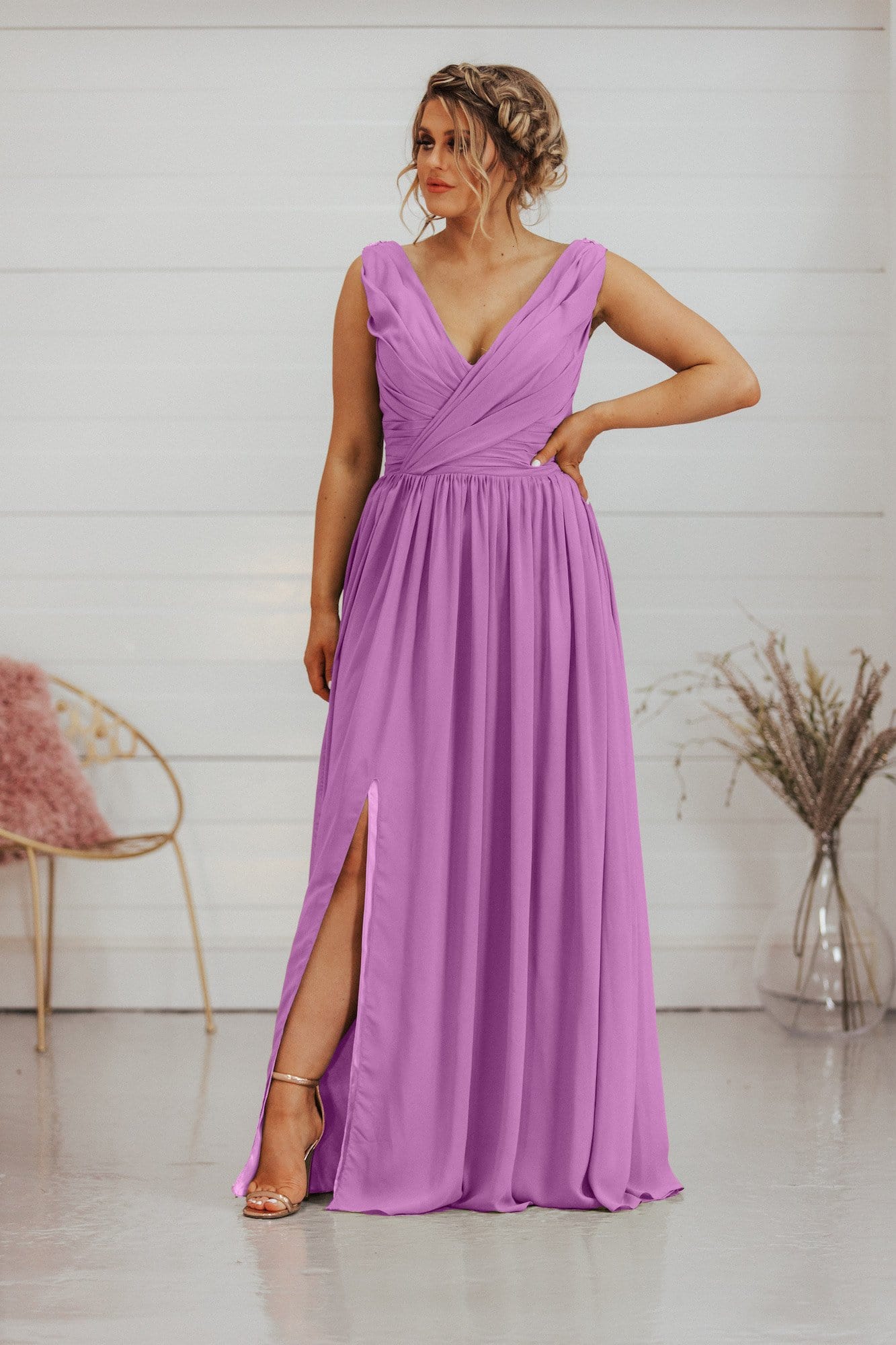 Vanessa Dress | 2 Strap V Neck Chiffon Bridesmaid Dress