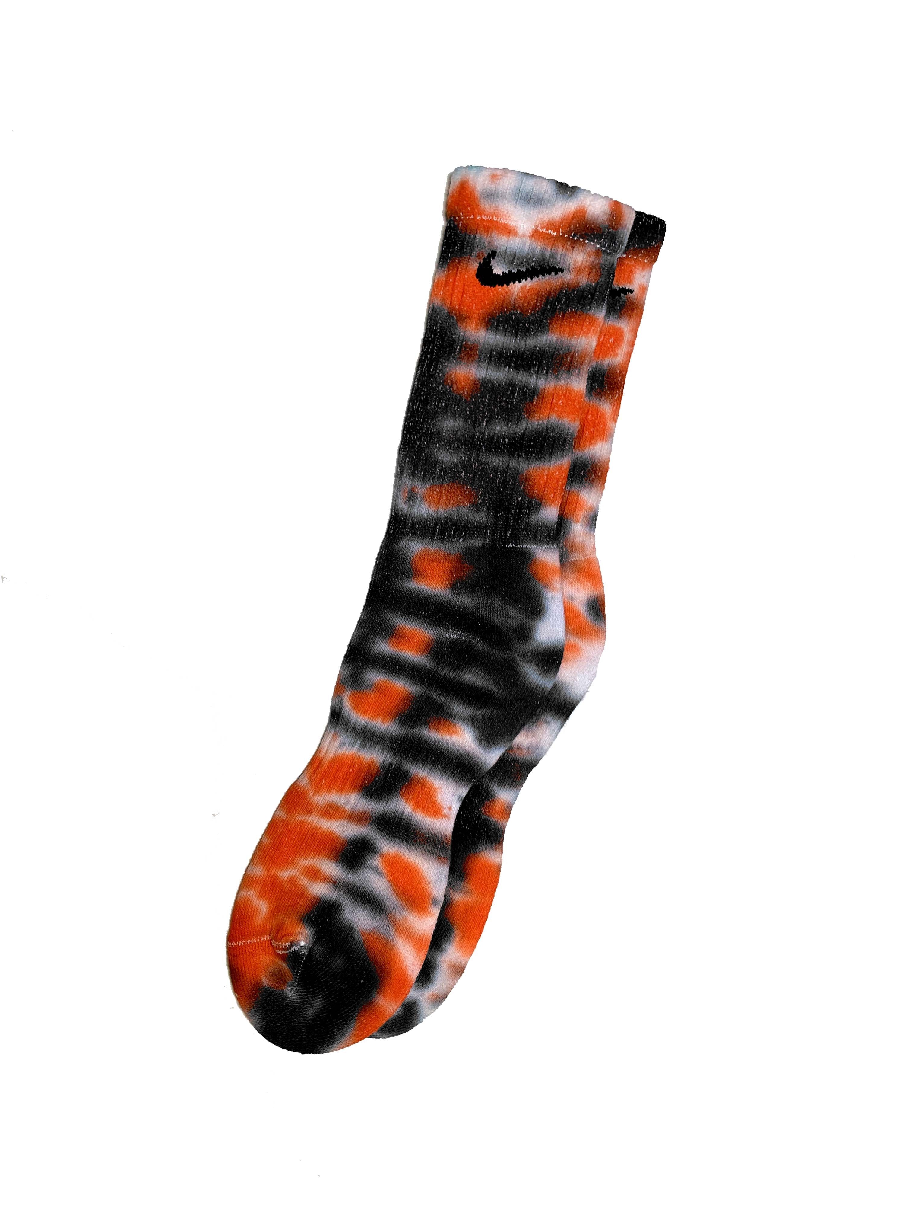 orange tie dye nike socks