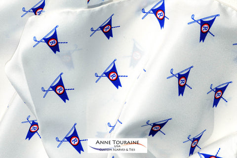 Custom logo scarves and logo ties for Clubs, Organizations and Corporations: Consult ANNE TOURAINE Custom Scarves & Ties