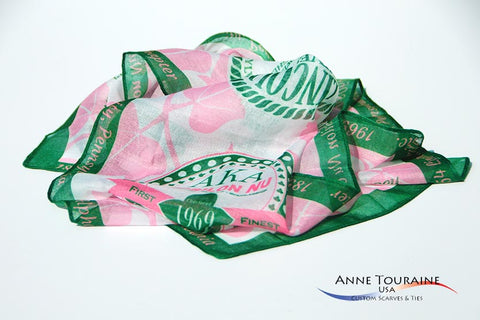 Sorority custom scarves for Epsilon Nu by ANNE TOURAINE Inc. Custom Scarves and Ties