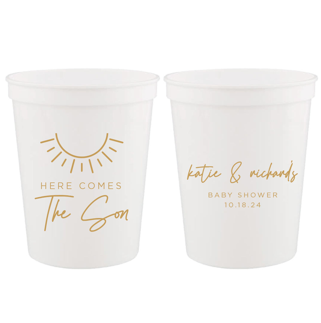 Here Comes The Son Baby Shower Stadium Cups