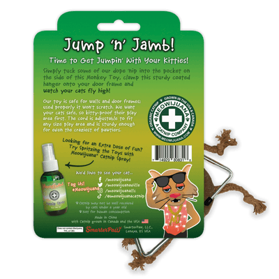 Jump 'n' Jamb - Get The Monkey Off Your Back - Refillable Catnip Swinging Toy