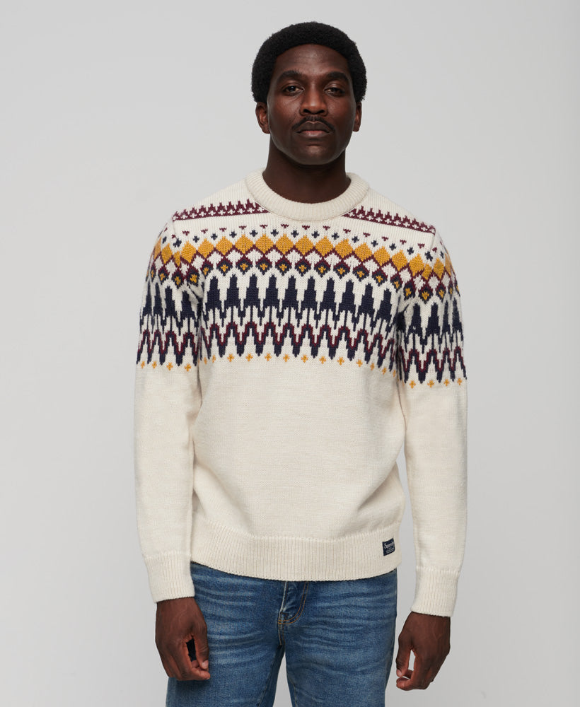 Fairisle Knit Crew Jumper | Ecru Multi – Superdry