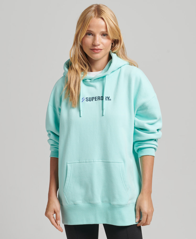 Logo Applique Oversized Crew Hoodie | Cali Blue – Superdry