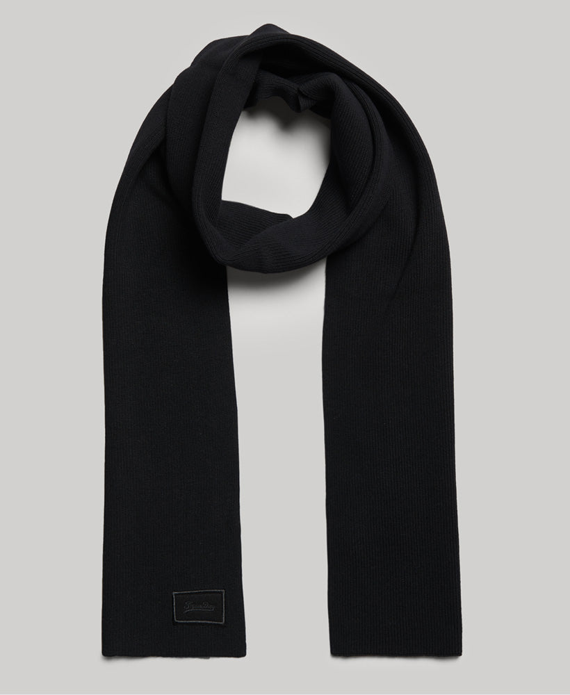 Superdry Logo Scarf Rich Knitted – Marle Charcoal |