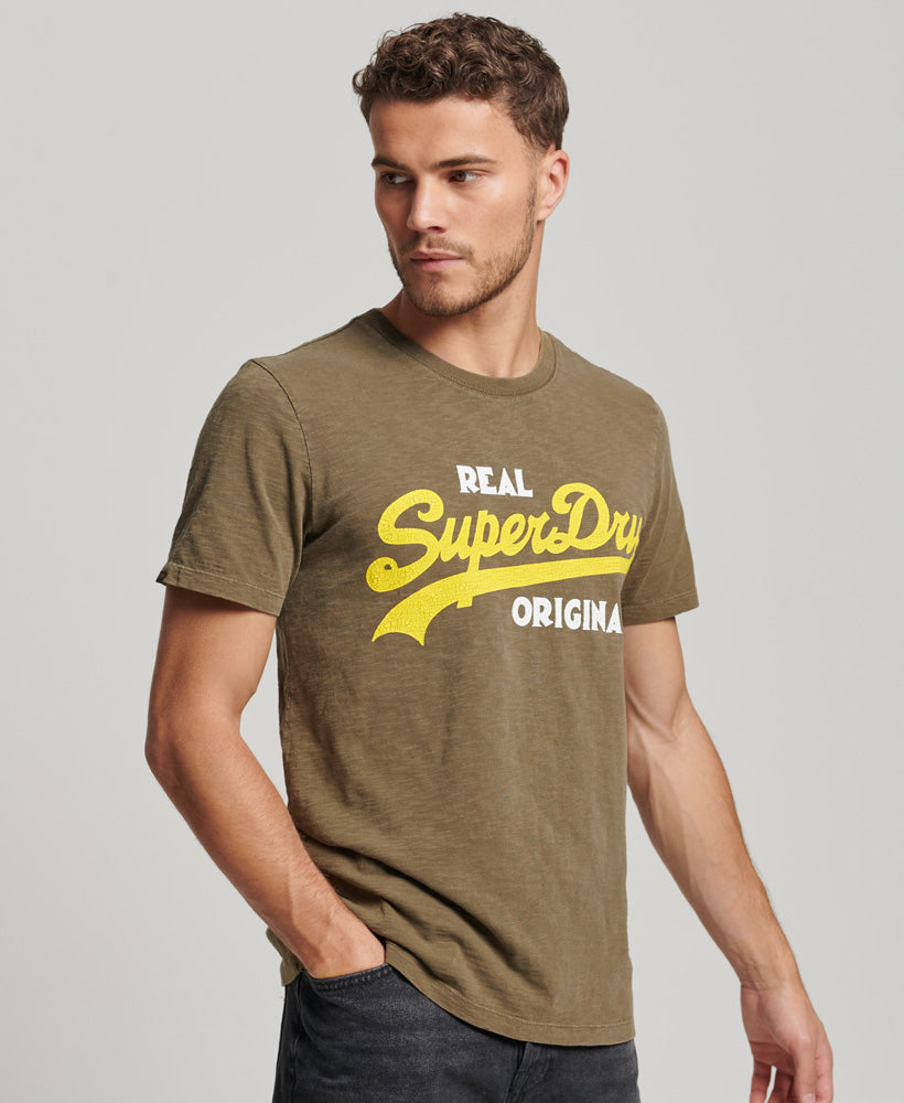 T-Shirt | Logo Overdyed Original Real Black Superdry Vintage – Slub