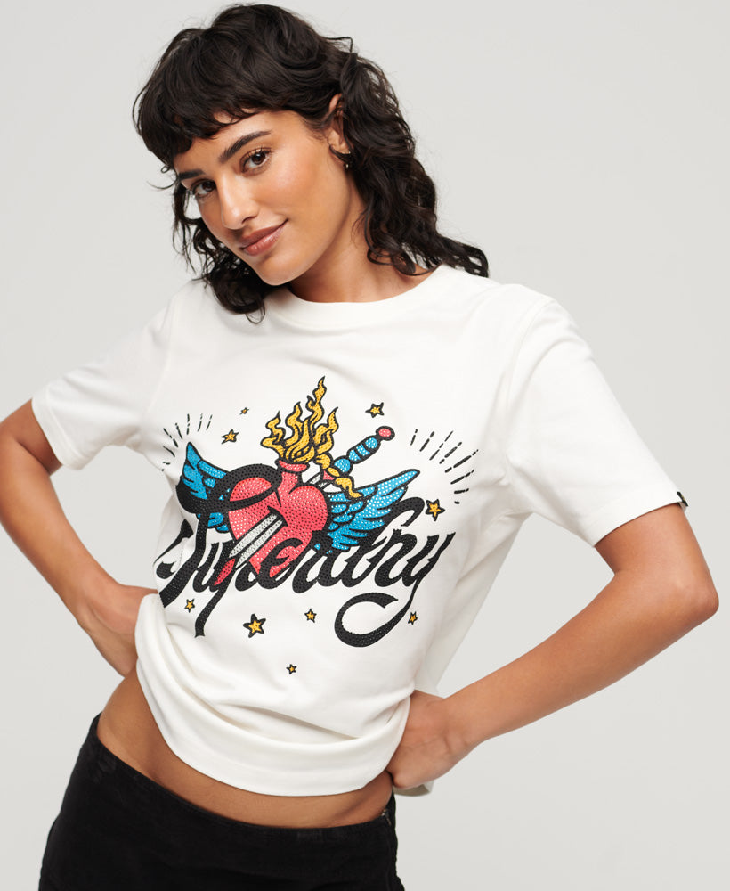 Tattoo Script Graphic T-Shirt | Rock Grey – Superdry