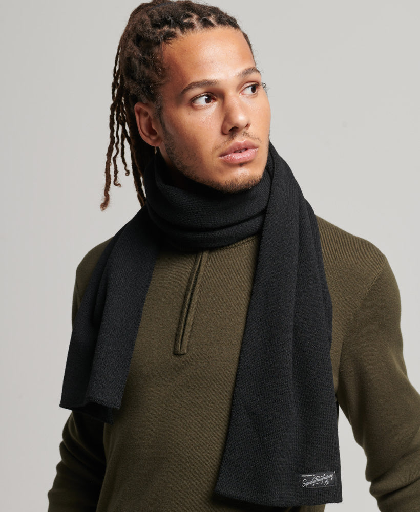 Scarf Logo Charcoal Superdry – | Rich Marle Knitted