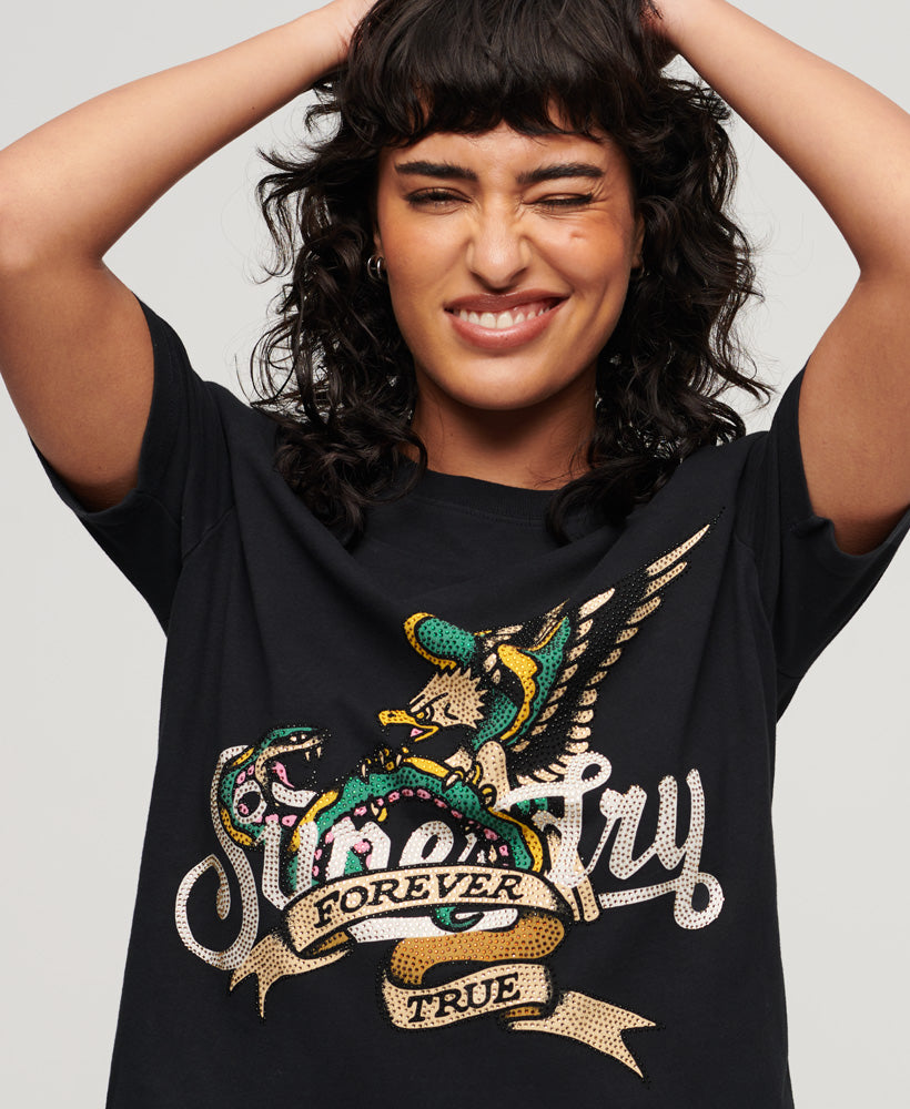 Tattoo Script Graphic T-Shirt | Rock Grey – Superdry