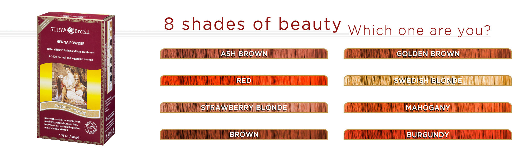 Surya Henna Hair Color Chart