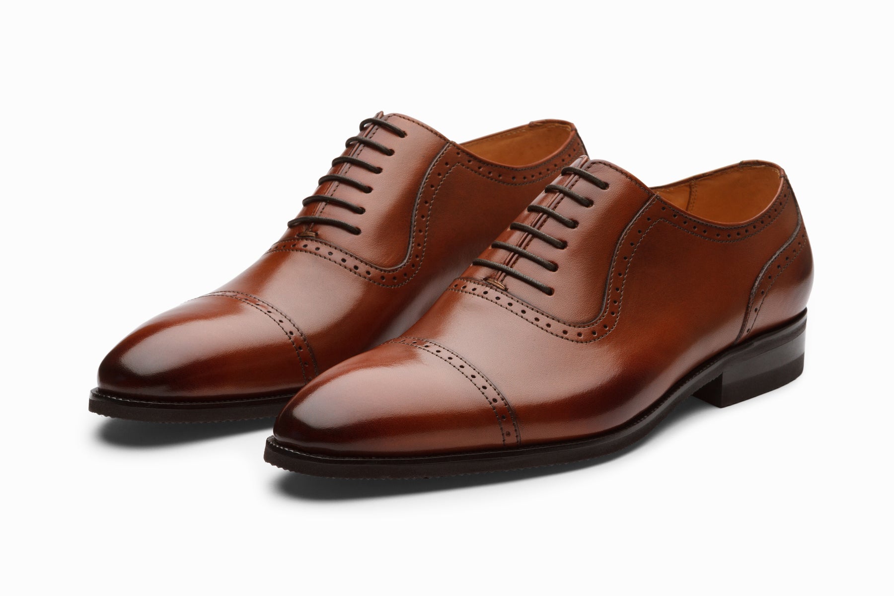 Semi Brogue Oxford Leather Shoes - Black – Dapper Shoes Co.