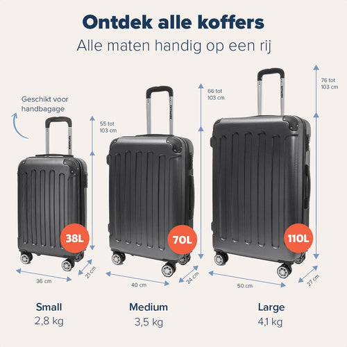 TRVLMORE - Kofferset - 2-teilig - 38L (Handgepäck) + 110L - Schwarz - 074e403a-f6ef-4b2a-9982-34667f3dacf7
