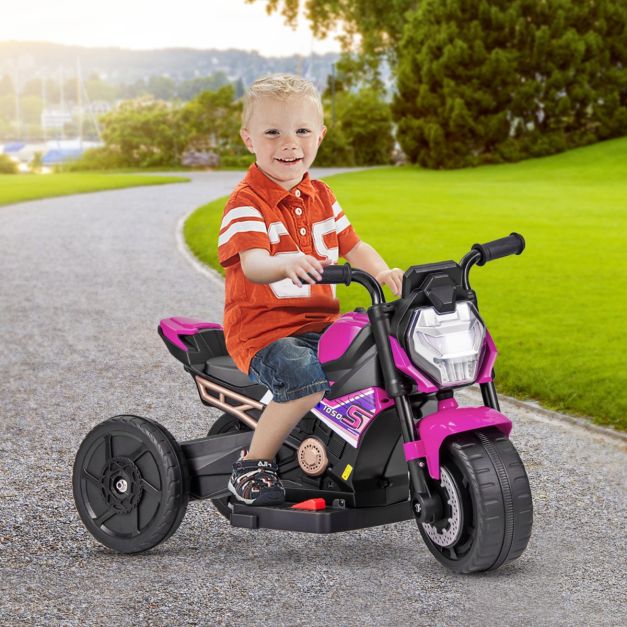 0033616140105 - Elektrisches Kindermotorrad TQ10215DE-PI - 2-in-1 - 6V - LED Lichter & Musik - 74 x 38 x 48 cm - Pink