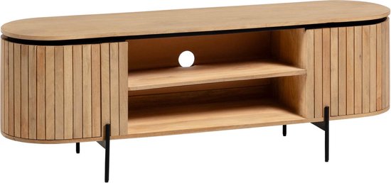 Kave Home - Licia TV-Schrank aus massivem Mangoholz mit 2 Türen und schwarz lackiertem Metall, 160 x 56 cm - 10a7d6a14c21d064113b33d05373ee7fa5858224_Enriched_product_image