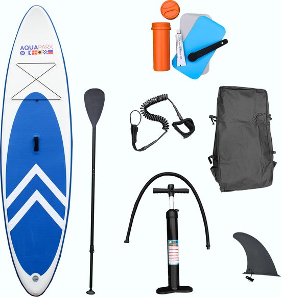 AQUAPARX MKII Professional Sup Board - Aufblasbares Paddel-Bord - für Anfänger und Fortgeschrittene - 1 Person - komplett geliefert - Weiß/ Blau - 1102d88302410a6635a3a978cfc26e3ae2df8b50_Enriched_product_image_97df0072-54f1-4431-b82b-985d98e1d839
