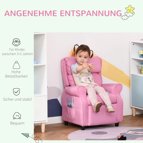 HOMCOM Kindersofa Kindersessel Liegesessel verstellbar mit Fußstütze für 3-8 Jahre Jungen und Mädchen rosa 58x53x70cm - 18fc8872-745b-47de-a8eb-53ad6d8dc95f_ec762640-bf7f-4781-af4b-720d6954b9bf