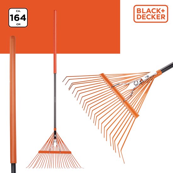 8711252234397 - Gartenrechen BXGTTO7001 - 164 x 60 x 3 CM - Laubrechen mit Komfortgriff - Rückfedernder Rechen - Orange Schwarz 8711252234397 - Gartenrechen BXGTTO7001 - 164 x 60 x 3 CM - Laubrechen mit Komfortgriff - Rückfedernder Rechen - Orange Schwarz