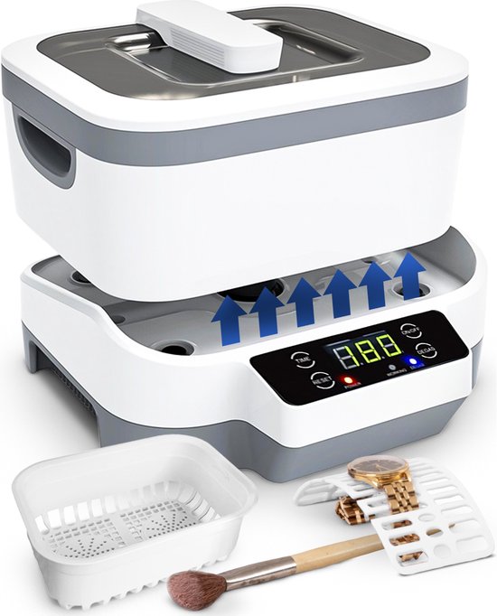 Samako Ultraschallreiniger PowerWave - Reinigungsgerät - Ultraschallbad - Gläser - Schmuck - Uhren - Make-up Pinsel - 1200 ml - 22dba5bd533034626c03f2808a1e4b662e684474_Enriched_product_image_d34e945b-30e7-4613-8046-86aec858d4d3