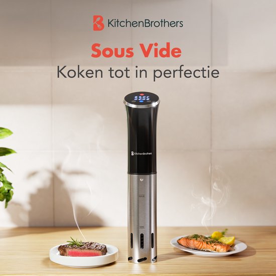 8721055561859 - Sous Vide Stick - bis zu 95°C - Eingebauter Timer - Präzisionskocher - 1200W - Schwarz RVS 8721055561859 - Sous Vide Stick - bis zu 95°C - Eingebauter Timer - Präzisionskocher - 1200W - Schwarz RVS
