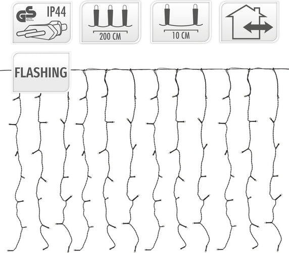Nampook LED Eiszapfenbeleuchtung / Lichtvorhang - 189 LED - 200 x 70 cm - 2a7e882f-799a-4ff1-8c08-d2ea4c47691a