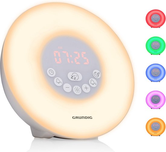 Grundig - Wake-Up Light - mit UKW-Radio - Lichtwecker mit Sonnenaufgangssimulation - 10 Naturtöne und Farblichter - Weiß - 2cf8c7e002a6a86fb354e34d8fc4dbce154a5a2f_Enriched_product_image_2183c62c-f731-44fe-831b-17f327c9445e
