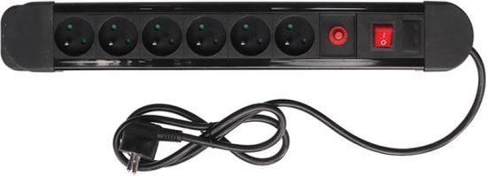 Perel Steckdose mit Schalter, Überlastungsschutz, 6 Steckdosen mit Schutzleiter (Typ F), Kabel 1,5 m, 3G1,5, Innenbereich, schwarz/rot - 2feb14bde10a7ed74eb70ac9c51175efdbd025e0_Enriched_product_image
