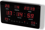 Perel Digitale Wanduhr, LED-Anzeige, Kalender, Temperatur, Luftfeuchtigkeit, für Büro, Werkstatt und Klassenzimmer, 37,5x25,5cm - 346505723ad3397b08cc42b8f32002e81af69c81_Enriched_product_image