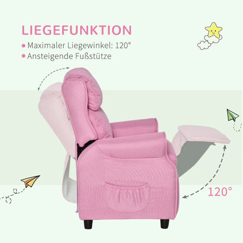 HOMCOM Kindersofa Kindersessel Liegesessel verstellbar mit Fußstütze für 3-8 Jahre Jungen und Mädchen rosa 58x53x70cm - 36be0a5d-6ce1-4726-bdec-83b0c387525c_aa9569df-6b36-43c7-a65e-2b274c9cce63