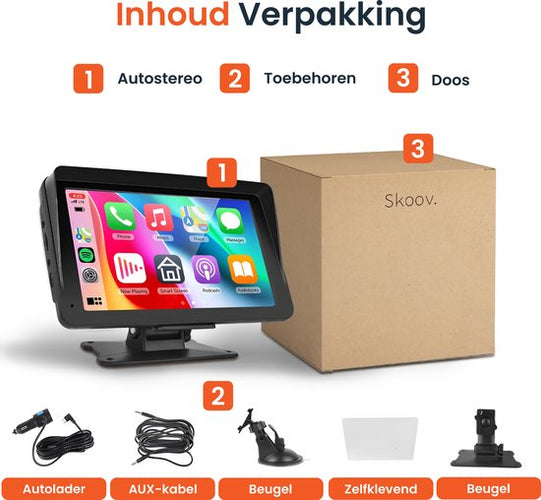 Carplay Bildschirm - Einfache Installation - Für Apple & Android Auto - Kabellos - Autoradio mit Bluetooth - Carplay Bildschirm - Mit Rückfahrkamera - Skoov - 37f7ce275cde55ea2938a6fe066366fdf2d8c709_Enriched_product_image