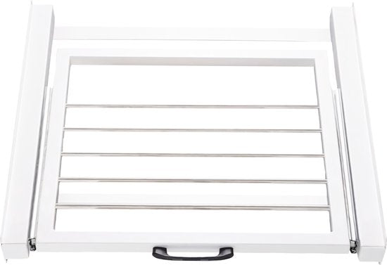 Bodo® - Stapelset für Waschmaschine und Trockner - Zwischenstück mit Handtuchhalter - Einschiebbare Ablage - Inklusive Anti-Stolper-Gummi - Weiß - 3dbcb6aa4ab3a5d06a6dc05d913ff30d7ee05250_Enriched_product_image