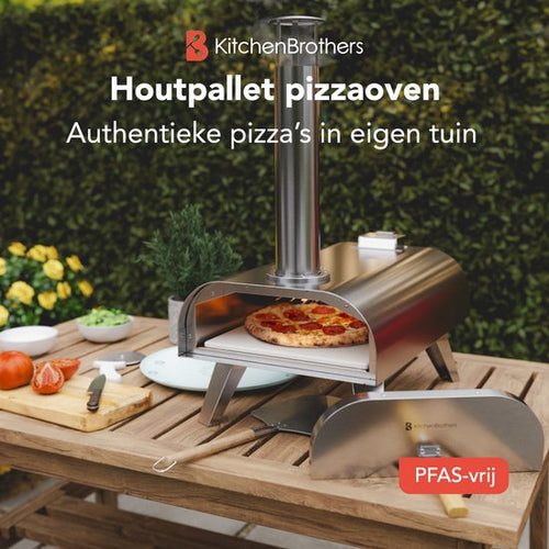 KitchenBrothers Pizzaofen - Holzbefeuert - Tischplatte - klappbar - Pizzastein - bis zu 460°C - Edelstahl - Komplettset - Pizzaofen für draußen - Edelstahl - 45106a997aa15ac0a095ae17c22904ee6acf33f0_Enriched_product_image_cbf8a505-acfe-4811-9a33-21ce32bfd91a