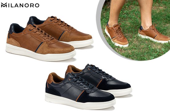 Milanoro - Stylische Herren Lederturnschuhe - Navy - Größe 42 - 4df741633395fa3fd4883c4f27c03d7d0860758a_Enriched_product_image