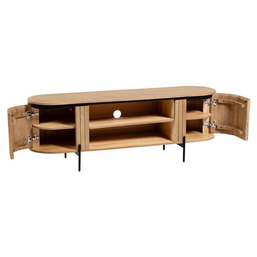 Kave Home - Licia TV-Schrank aus massivem Mangoholz mit 2 Türen und schwarz lackiertem Metall, 160 x 56 cm - 4fe3d8d51c92c782bd1f41365074bbc67bb586b1_Enriched_product_image