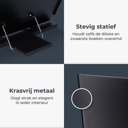 Castagnola Verstellbarer Buchständer - Buchhalter mit 7 Ständern - Kochbuchhalter Metall - Tablet-Halter Schwarz - Rutschfester Leseständer - Buchständer - 554e6ec9c5a0bd9cfa9e53dd46c55fefc88edfea_Enriched_product_image