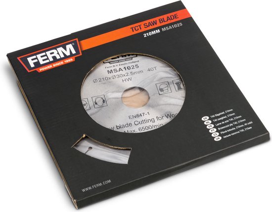 FERM - MSA1025 - Sägeblatt - 210x30/18/16mm - T40 - TCT Zähne - Durchmesser: - 210mm - Bohrung: - 30mm - 18mm - 16mm - Universal - Zum Schneiden - Holz - Sehr geeignet für: - Trennsägen - MSM1039 - MSM1037 - MSM1035 - MSM1034 - Sägetisch - TSM1035 - 56290d452c749bef880363349e3841b75a4df50f_Enriched_product_image