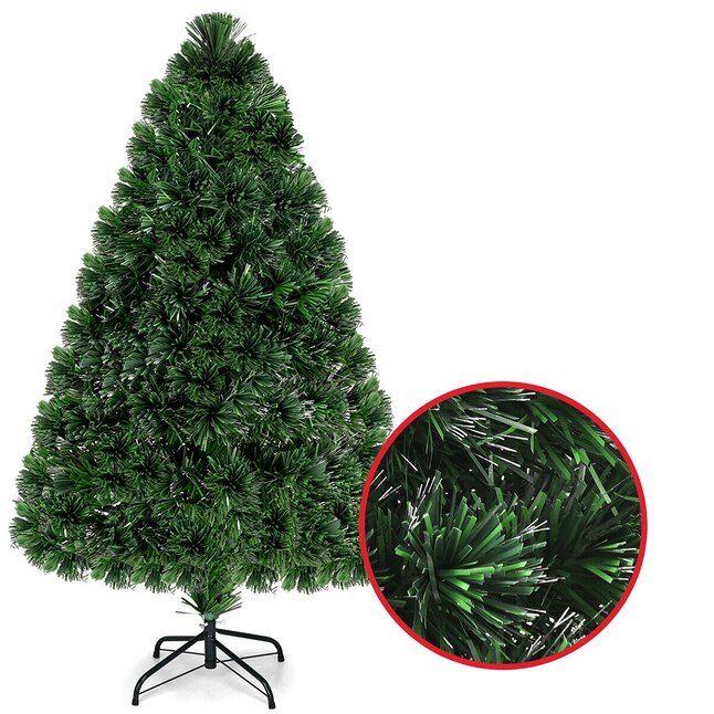 6095811139111 - Costway Künstlicher Weihnachtsbaum - Inkl LED-Lichter & Sockel - 122 x 25 x 85 cm - Grün