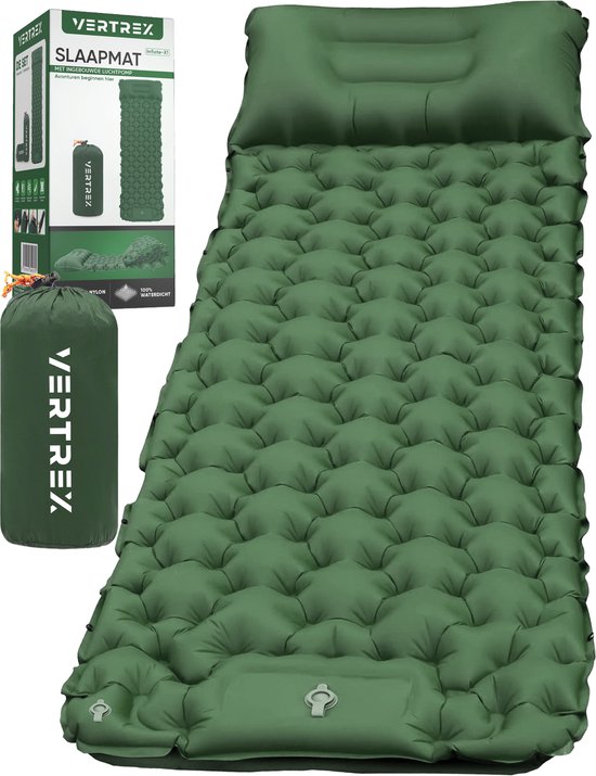 8721082221726 - Vertrex Inflate-X1 Schlafmatte mit eingebauter Pumpe - Luftbett - 1 Person - Moosgrün 8721082221726 - Vertrex Inflate-X1 Schlafmatte mit eingebauter Pumpe - Luftbett - 1 Person - Moosgrün