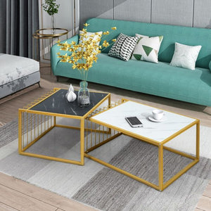 Coast 2er-Set Couchtisch - gold/weiß/schwarz - P2 - MDF - Eisen - Max.50 kg - 80x53x38,5 cm - 67d258ae3df0d889eedf9f1a6ce43f1a875dbc83_moderner_satztisch_hw65955_4__1_0a6731fd-61b6-4f5d-8a6d-96f83d6f270a