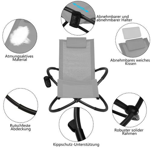 Coast Showkelling Liegestuhl Outdoor klappbar entspannend liegend Gartenliege 74 x 144 x 84,5 cm grau - 6ec13611-86df-4510-a48e-c18e53645fbc