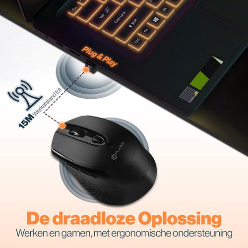 Ergonomische Maus kabellos - Gaming-Maus - Kabellose Maus - USB-Anschluss - inkl. Silent Click - inkl. USB-C-Anschluss - inkl. Batterien - Schwarz - 7d9423f8063ff9b2b54ee2007811d5a6449e08a8_Enriched_product_image