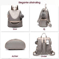Anti-Diebstahl-Rucksack - Rucksack Damen - Wasserdicht - Klein - Anti-Diebstahl-Rucksack - Rücken, Schulter, Handtasche in einem - Nylon - inkl. verstellbarem Gurt - Beige - Glennoo - 7f8bd521b6cc0427ddb9d8759cf9a15609b6dc8c_Enriched_product_image