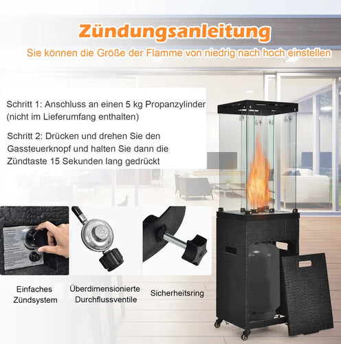 Coast Terrassenheizung Propan - 12KW - 41000BTU - Auf Rädern - 39 x 39 x 148 cm - Schwarz Race Heating Außenheizung mit Rädern 39x39x148 cm schwarz - 7fe5ee640df288e0197ce85c419e199973aae6e9_a5f88b268154bbc85f925817682ddc81_1_04e459a0-ae9d-4a01-99bb-3cde7f58166c