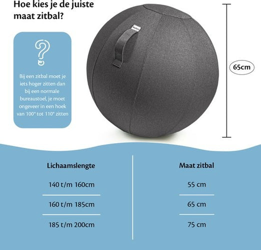 Bckz Sitzball Leinen 65 CM - Sitzball mit Bezug - Balance Hocker - Luxus Yoga Ball - Ergonomischer Bürostuhl Ball - Schwarz - 83b718e3-d7aa-456b-a16c-ced0a6d0bcfd