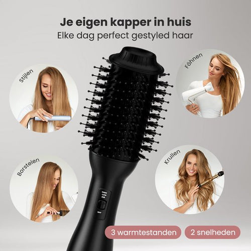 Auronic 4-in-1 Haartrocknerbürste - Airstyler - Kämme - Styles - Locken - Föhnen - 37 mm Lockenbürste - 360 Grad Luftstrom - Schwarz/Schwarz - 8db58276a21f47058ed2541ac780554503a1c3d6_Enriched_product_image