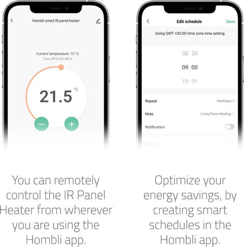 Hombli Smart Mirrored Infrarot-Flächenheizkörper - 600 Watt - Smart App - Integrierter Thermostat - 18m² - Wandmontage - Weiß - 91f4254e0242c8583dc04778c1adb949b6ace001_Enriched_product_image