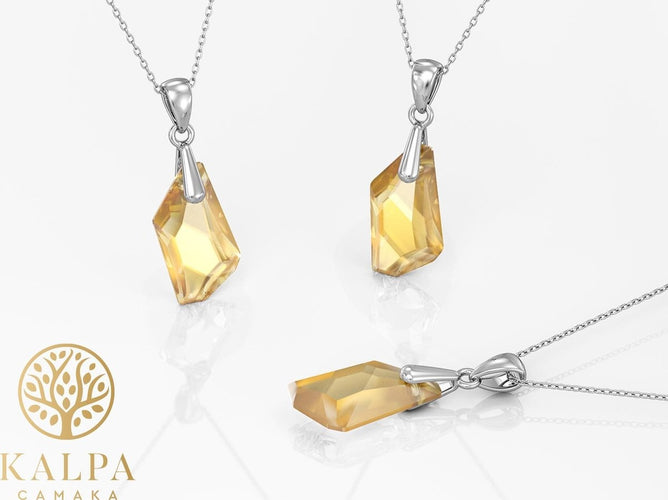Yolora Damen-Halskette mit Tropfen-Anhänger und Kalpa Camaka Kristall - Farbe Silber - 18K Weißgold vergoldet - Geschenkverpackt - 923d6e9f-e5ac-4eea-b347-a3dbaaf3aa48